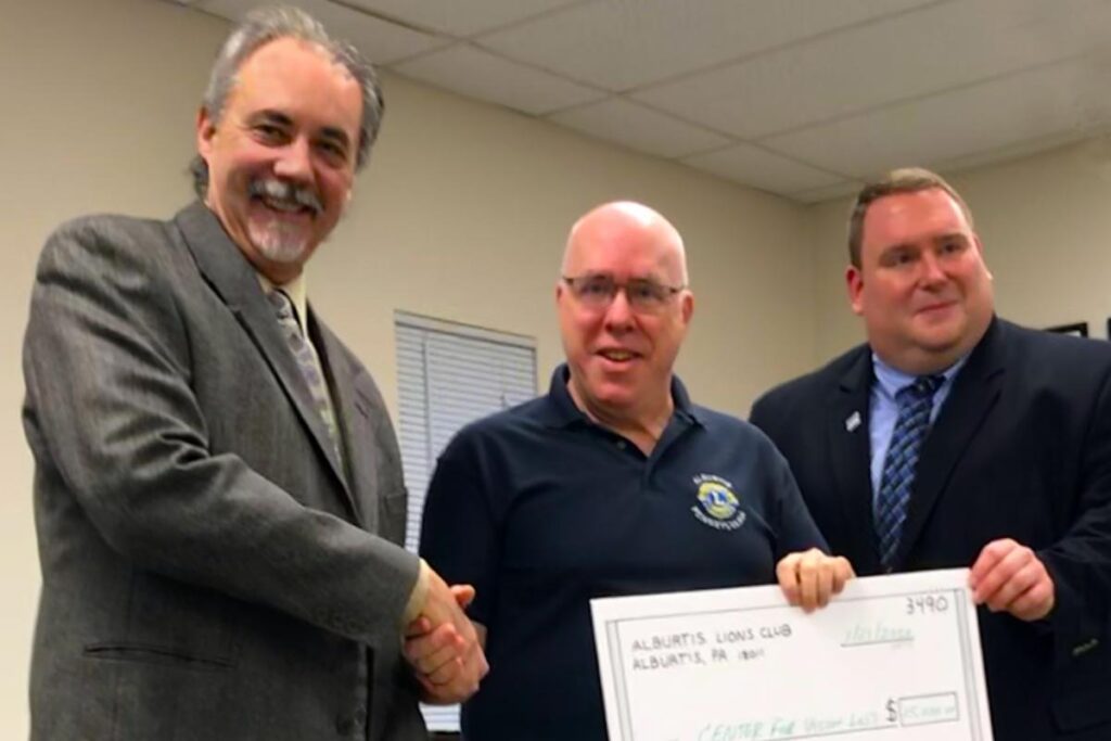 Check presentation from the Alburtis Lions Club