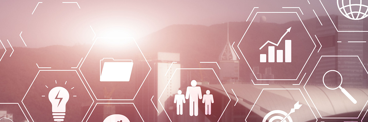 Decorative image with icons to represent resources available on the web