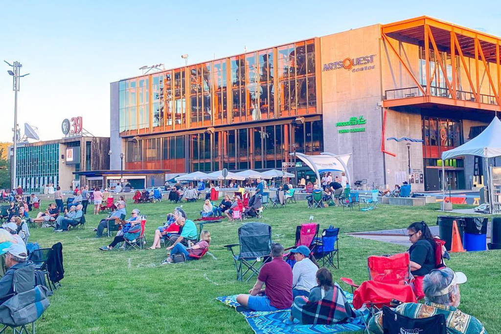 Crowd outside of SteelStacks in Bethlehem, PA, for Songs4Sight 2021
