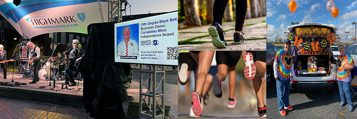 Multiple photos representing Sights for Hope's special events