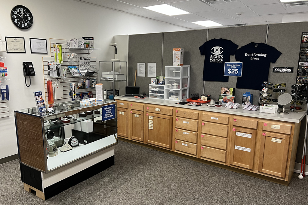 Photo of several display items inside the Sights for Hope Store at the Lehigh Valley Services Center